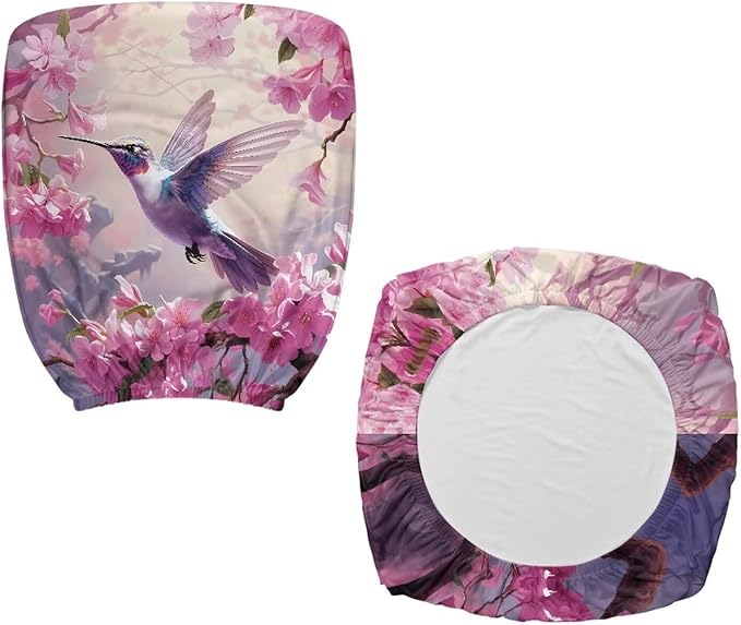 Hummingbird Flower Office Chair Covers Washable Computer Chair Cover Ethnic Split Protective Stretch Desk Chair Seat Covers Dorm Computer Rotating Chair Slipcover Party Favor Pink
