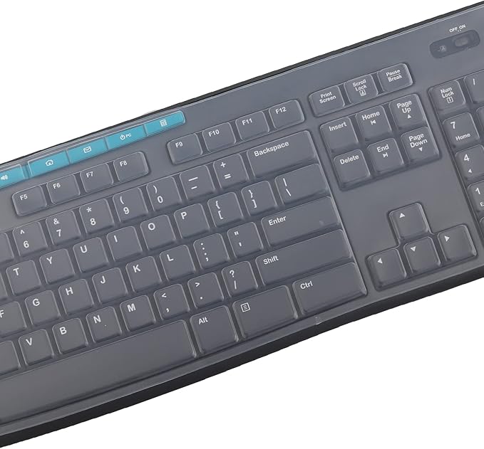 Keyboard Cover for Logitech MK370 MK295 MK275 MK270 Wireless Keyboard, Logitech K200 K260 K270 MK200 MK260 Keyboard Cover Skin Protector (NOT Fit Other Model Keyboards)-Clear