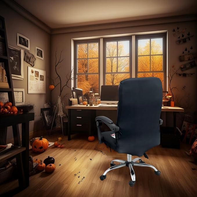 Halloween Office Chair CoversHorror Bloody Handprints Footprints on White Horror Theme Print Stretchable Slipcover for Modern Simplism Style High Back Boss Chair(No Chair) (Halloween08, M)…
