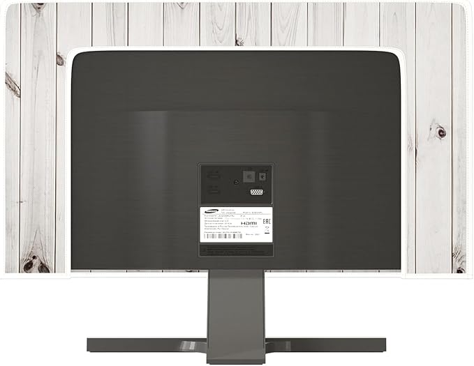 Rustic White Brown Wood Board Television Cover 37,38,39 Inch Waterproof TV Display Protectors Weatherproof Dust-Proof Anti-Scratch Protective Cover for Desktop and Home Hanging TV