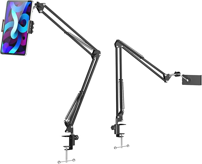 ANIVIA Articulating Arm Phone Mount, Adjustable Arm Webcam, Phone Holder for Streaming, Baking, Crafting, Compatible with 4.3-6.7 inch Devices