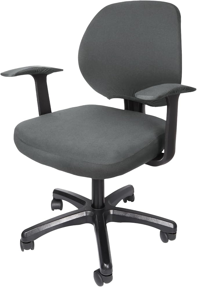 WOMACO Office Computer Chair Cover with Armrest Covers, Stretch Universal Rotating Rolling Desk Chair Slipcover, 4 PCS Stretchable Office Chair Seat Protector (Gray, with Armrest Covers)