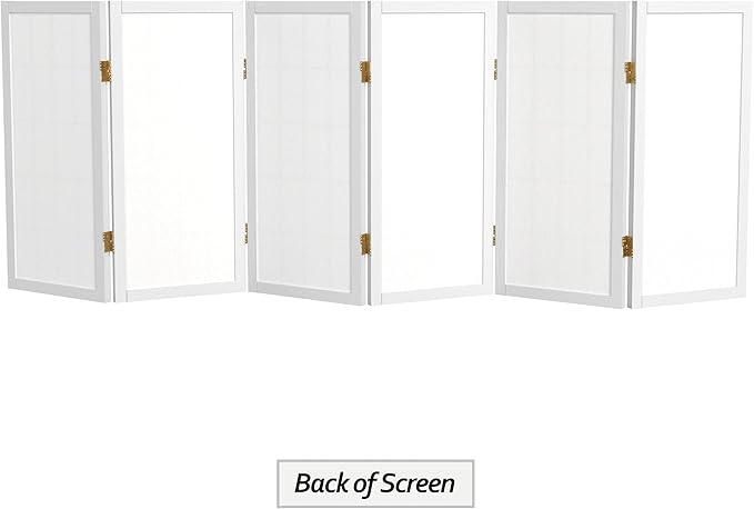 2 ft. Short Desktop Window Pane Shoji Screen - White - 6 Panels
