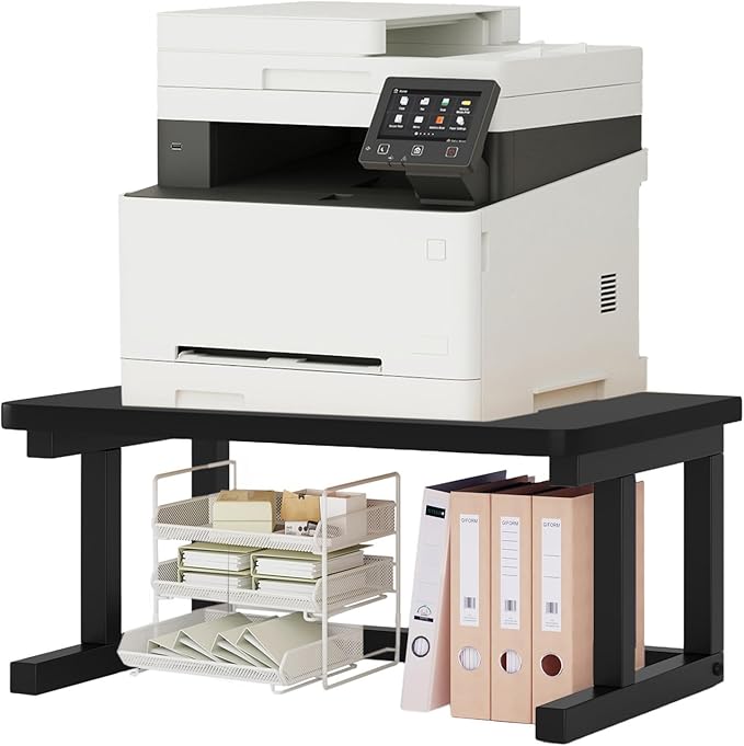Desktop Printer Stand, 19.7″x 15.7″ 2-Tier Large Printer Shelf fit 3D Laser Printer/Scanner/Fax Machine, Industrial Storage Rack for Home Office Storage, Black P5040-B