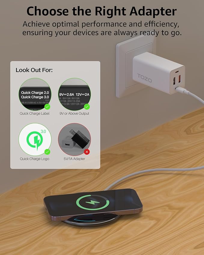 TOZO W1 New Anti-Slip Aircraft-Grade Aluminum Wireless Charger 15W Max Fast Wireless Charging Pad Compatible with iPhone 17/17 Pro/17 Pro Max/Air/16/15/14/SE Series, Samsung Galaxy S25/S24/S23, Black