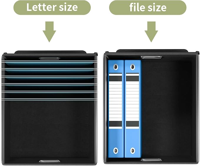 File Organizer Box with Lid, Collapsible File Folder Organizer for Office Document Storage, Filing Box with Plastic Slide for Letter Size Hanging File Folders(1 Pack, Green)