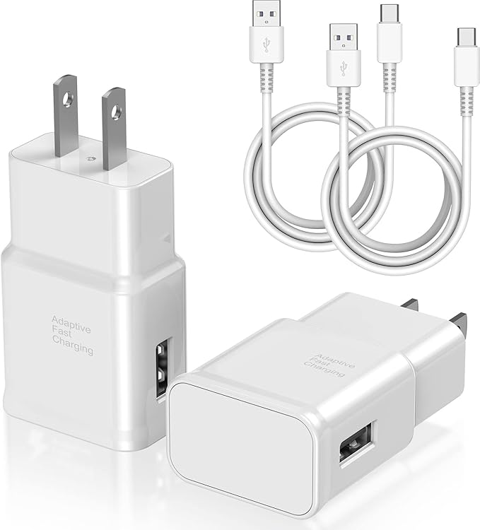 Type C Charger Fast Charging, 2 Pack USB C Android Phone Wall Charger Block & 10ft Charge Cable Cord, for Samsung Galaxy S8/S9/S10 Plus Active S10e, S20/S21 Ultra Plus, Note 8 9 10