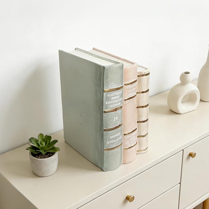 Decorative Bookends Coffee Table Books - Resin Fake Book Shelf Decor Home Decor Bookends Decorative Faux Book for Living Room Bedroom Bookshelf Office Gift 5.5 x 4.5 x 7.5 Inch DiliComing