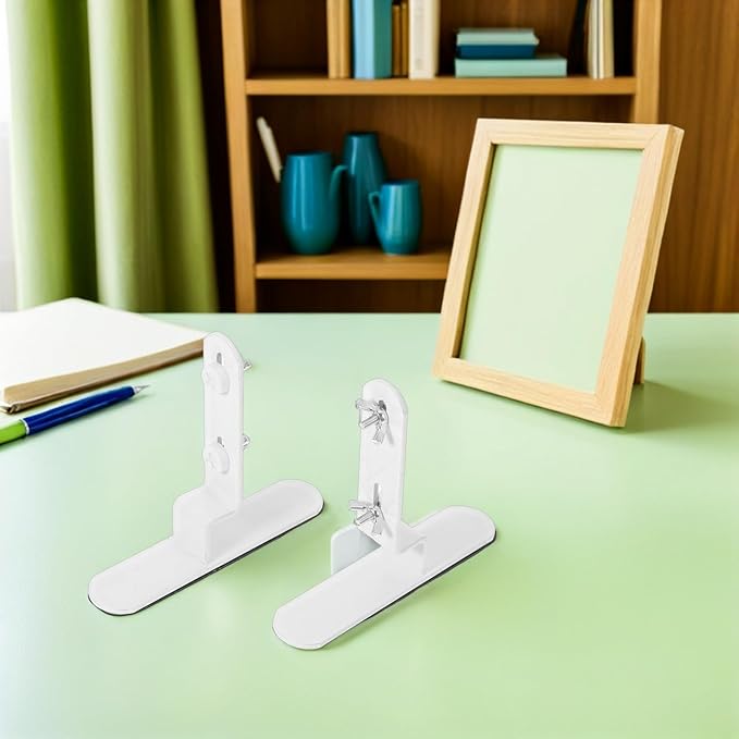VILLCASE 2pcs White Metal Table Pegboard Brackets Desktop Fixing Stand Clamp for Office Home Wall-Mounted Organizer Shelf Support