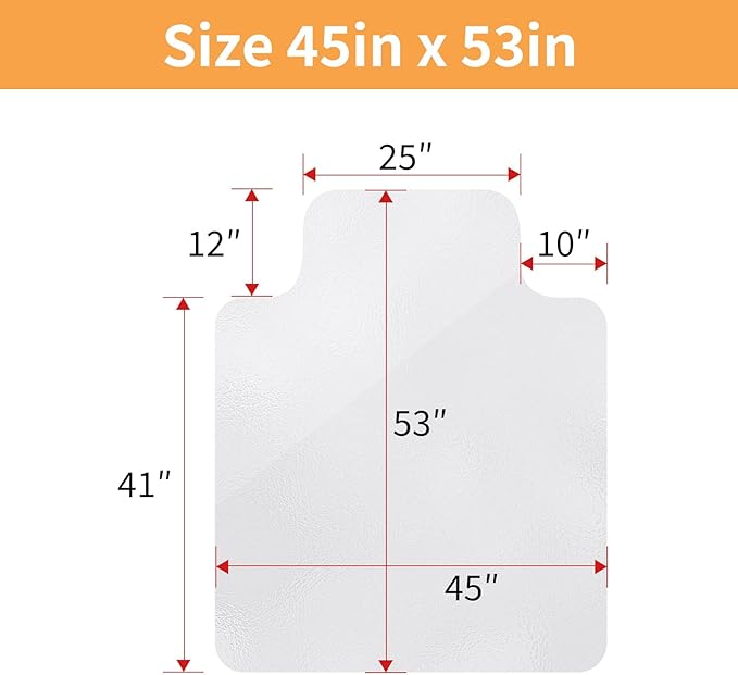 Yecaye Desk Chair Mat for Hardwood Floor, Office PVC Computer Chair Mat, Floor Protector for Rolling Chairs (Transparent, 45" x 53")