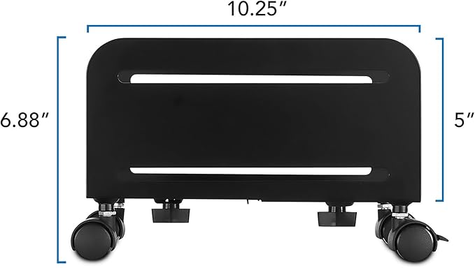 Mount-It! Computer Tower Stand, Adjustable Mobile CPU Stand with Wheels, Heavy-Duty Steel Rolling Cart, Fits Most PC Towers, 4.87 to 8.5 Inch Width, Under Desk, Black