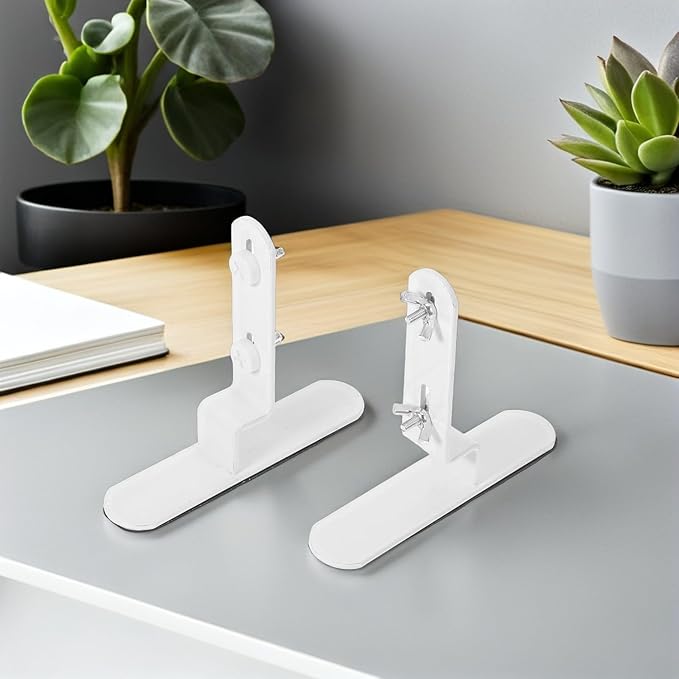 Pegboard Shelf Brackets Wall-Mounted Shelf Hardware Desktop Clamp Fixing Bracket Holder for Tabletop Pegboard Organizer White 2pcs Set