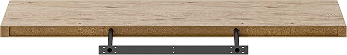 Ballucci Floating Shelf, 48" Wood Wall Shelf with Invisible Brackets for Bathroom, Living Room, Bedroom, Kitchen, Nursery, 8" Deep, Oak Finish