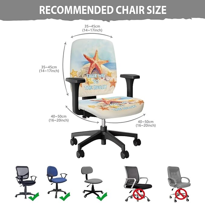 GLENLCWE Beach Starfish Office Chair Cover Seat Covers Independence Day Stretchable Universal Computer Chair Covers Rotating Chair Slipcover for Family Friends