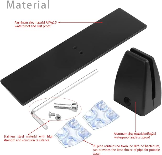 Sneeze Guard Support Clamp for 1/8" To 1" Thick Panel, 2-Pack Heavy Duty Aluminum Partition Clamp for Room Divider, Desk Partition, Privacy Panel, Acrylic Panels Or Plexiglass Shield(Black)