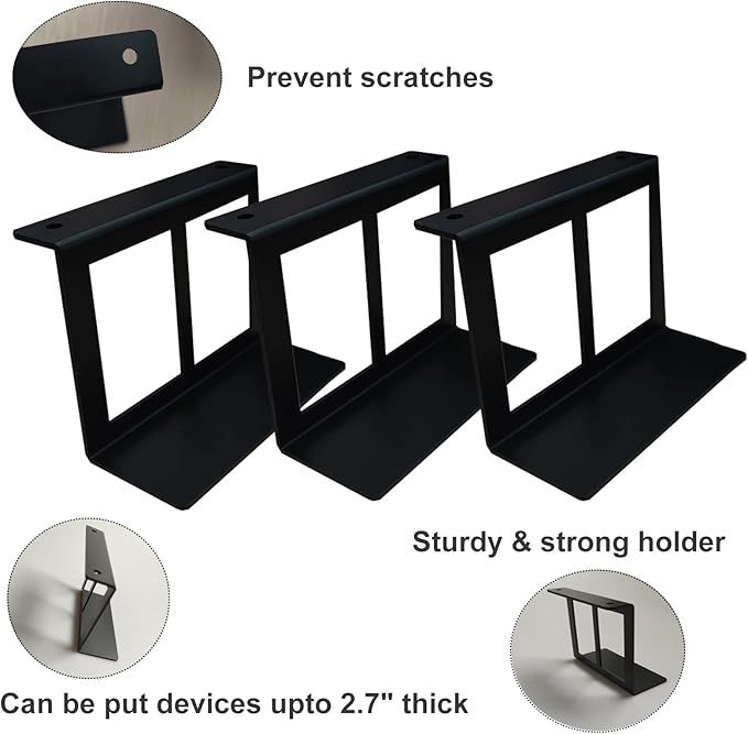 PIAOLGYI Under Desk Laptop Holder Mount with Screw,Bracket Devices Upto 2.7" Under Desk Mount for PS4,Xbox Series S,Xbox One S,Cable Box,Laptop & More（3 Pcs）