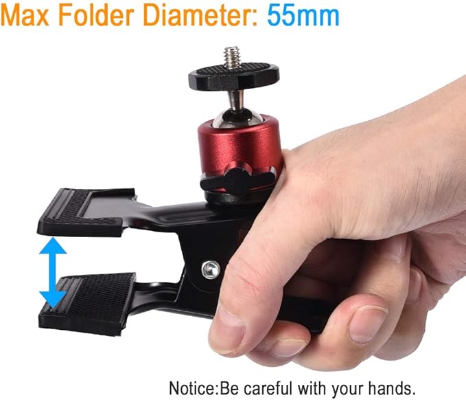 UTEBIT Tripod Camera Clip Clamp with 360 Degree Swivel Mini Ball Head 2 Pack Clip Camera Mount Photography Accessories 1/4'' Screw Black Spring Clamp for DSLR Video Photoshoot Studio