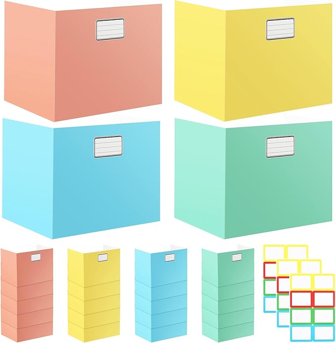 Sabary 24 Pack Privacy Folders for Students Desk Dividers Testing Dividers Standard School Privacy Coated Cardboard for Classroom Teacher Supplies Keep Eyes from Roving(Vibrant,Multicolor)