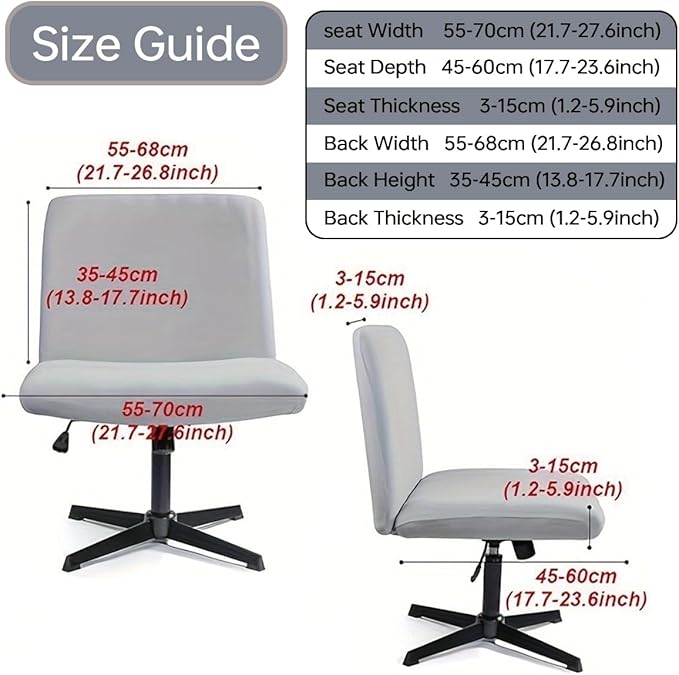 Armless Chair Slipcover Stretch Criss Cross Chair Cover, Mid Back Wide Seat Accent Chair Covers,Modern Vanity Chair Cover for Office Desk (Blue White Leaves)