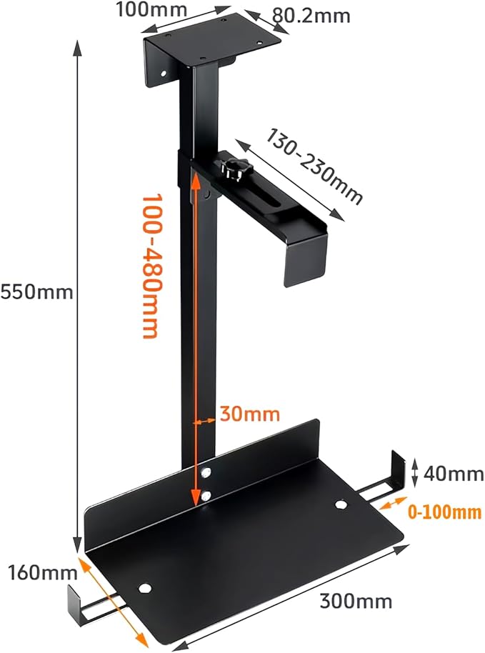 Under Desk Leg PC Mount,Adjustable Height and Width,CPU Holder Under Desk Table Beam PC Mount Bracket Computer Tower Wall and Under Counter Holder