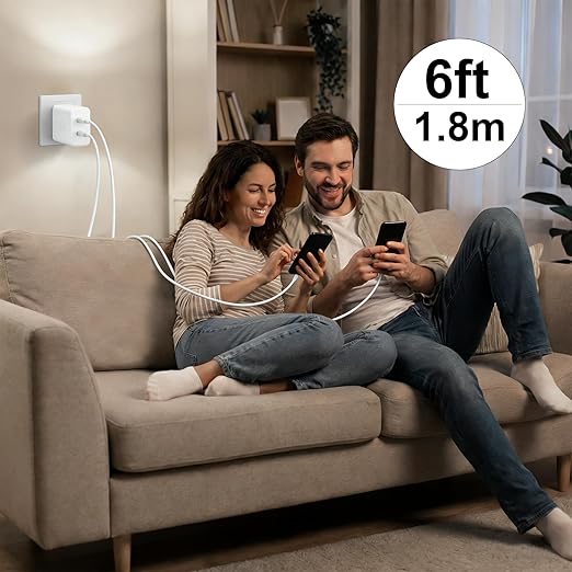 iPhone 17 16 15 Charger Fast Charging, 45W Dual USB C Phone Charger Block with 6FT Long Type C Cable Cord for Apple iPhone 17/Pro/Pro Max/17 Air/16 Pro/16 Pro Max/15 Plus/15 Pro/iPad/S26 Ultra/S25