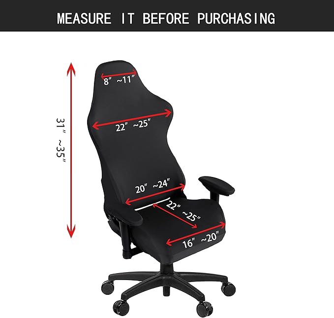 SARAFLORA Gaming Chair Covers Stretch Washable Computer Chairs Slipcovers for Armchair, Swivel Chair, Computer boss Chairs (Black, X-Large)