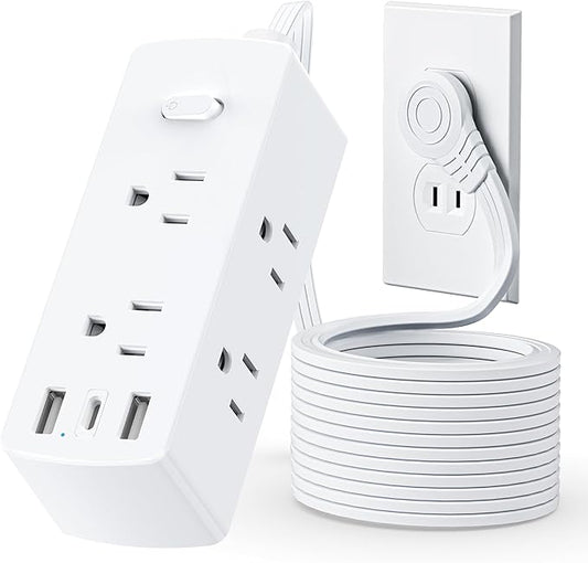 2 Prong Flat Plug Power Strip, Olcorife 2 Prong to 3 Prong Outlet Adapter, 5 FT Flat Extension Cord with 6 Outlets 3 USB Ports(1 USB C), 2000J Surge Protector, US to Japan Plug Adapter
