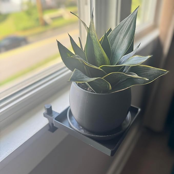 Windowsill Shelf with Clamp, 6x6 Inch Tray (Small Clamp: Fits 0.5 to 1.25 Inch Thick Windowsill)