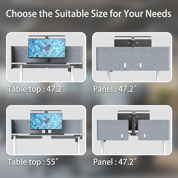 Desk Privacy Panel,2PCS L-Shaped Clamp-On Office Desk Divider,2-in-1 Adjustable Acoustic Desktop Partition Or Under Desk Modesty Panel,for Office,Home,Felt(Grey, 47.2" x 17.7")