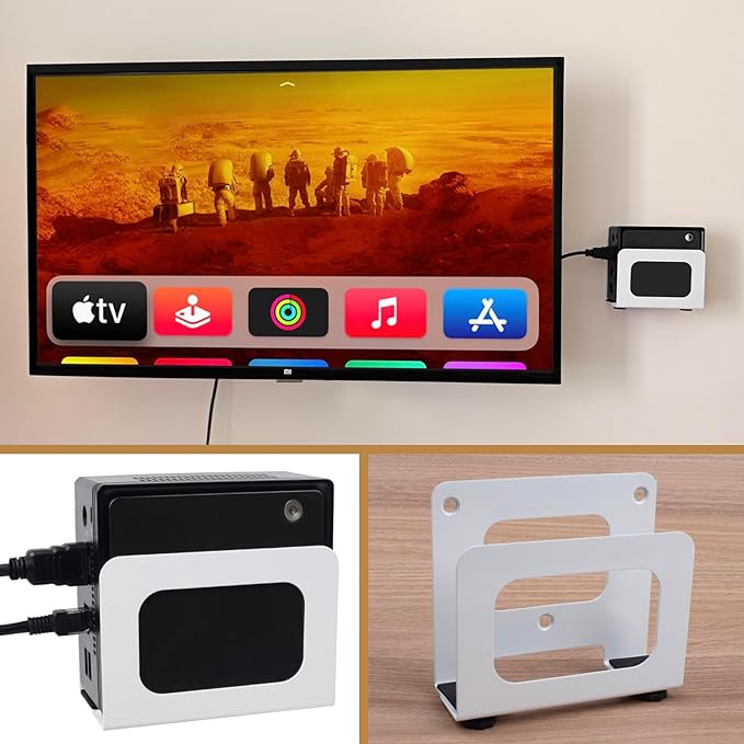 Adjustable Cable Box Mount Small Modem Wall Mount for Small Wide Media Devices Like Cable Boxes, Modems,DVD Players, Beelink Mini PC, Apple TV, Mac mini,Roku and More(Wide)