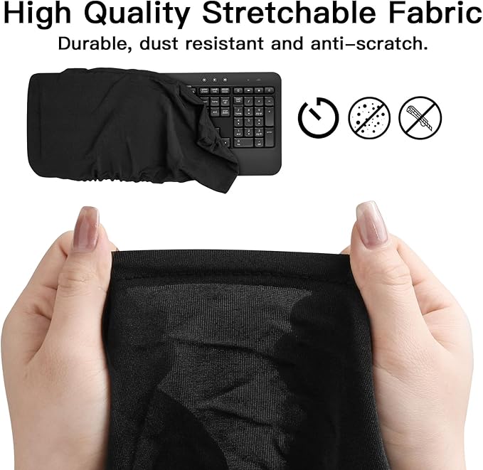Keyboard Dust Cover, Covers Standard and Full-Size Mechanical Gaming Keyboards, Stretch Fabric Anti-Dust Keyboard Sleeve Fits Keyboards from 17.9" x 6.3" to 20.5" x 8.7", (Black, L)