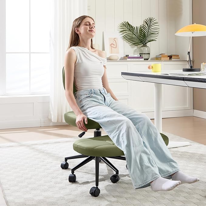 Criss Cross Chair Armless Office Chair for Cross Legged Sitting, 300lb Heavy Duty Ergonomic Desk Chair for ADHD, Adjustable Meditation Yoga Kneeling Chair with Brake Wheels for Home Office (Green)