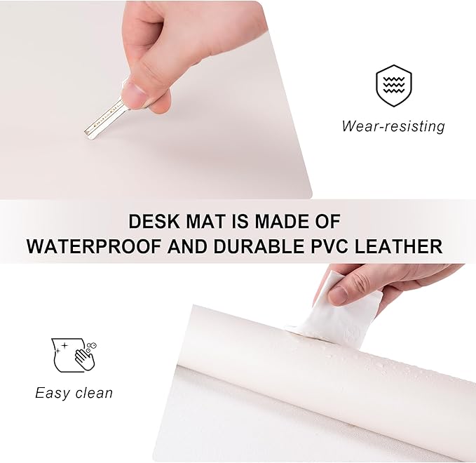 Leather Desk Pad Protector,Non-Slip Desk Pad,on-Slip PU Leather Large Mouse Pad,Easy Clean Desk Protecor Mat,Writing Pad for Office Work/Home/Decor(Grayish Lavender, 31.5" x 15.7")