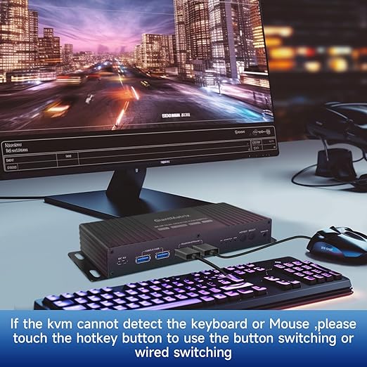 Displayport Kvm Switch 2 Monitors 2 Computers 4K 240Hz Hotkey Switching Dual Monitor kvm switches dp 2.1 1440p 144hz 165hz 240hz FreeSync G-SYNC Compatible with mac m1 pro