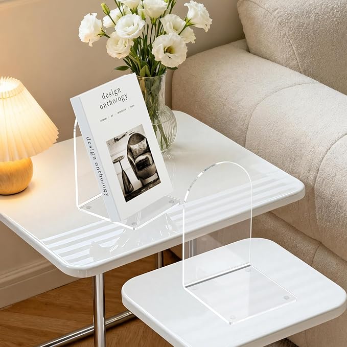 8 Pcs Acrylic Bookends, Clear Book Ends for Heavy Books, Bookend Holders for Shelves, Arch Book Stopper to Hold Books, Decorative Bookends for School, Library, Home, Office