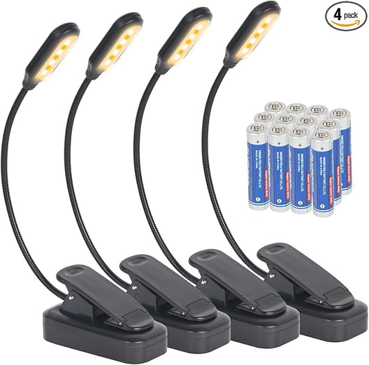 4 Pack Reading Light with 3 Color Temperature, 6 LED Book Clip Lamp for Reading in Bed, Easily Clip on to a Small Mini Lightweight Book Lights for Read Book Lovers