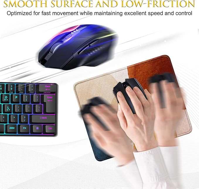 JIKIOU Mouse Pad with Non-Slip Rubber Base, Premium-Textured & Washable Computer Mousepad with Stitched Edges, Mouse Pads for Computers, Laptop, Gaming, Office & Home, 10.2 x 8.3 in Boho