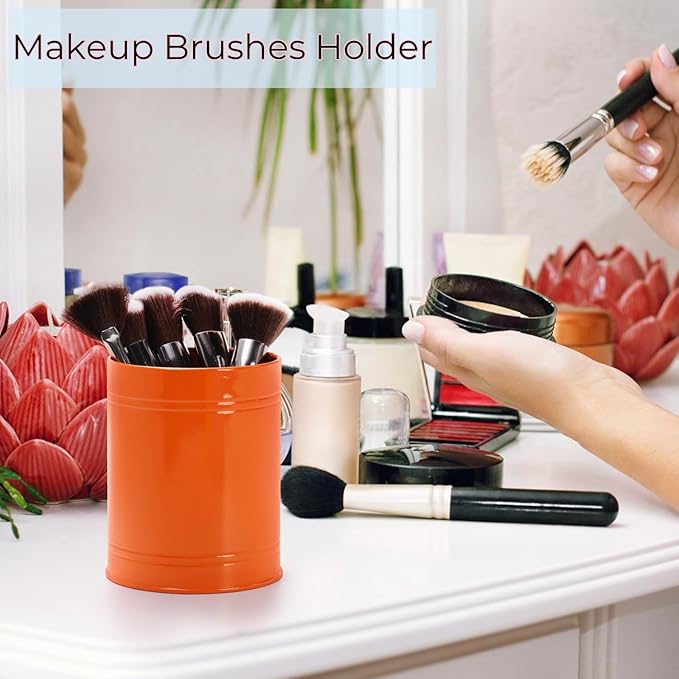 Tlence 9 Pack Metal Pen Holder, Colorful Desktop Pencil Cup, Mini Stationary Supplies Buckets, Round Makeup Brush Storage Organizers for Office Home School Classroom Accessory, 3.5 x 4.5 Inches