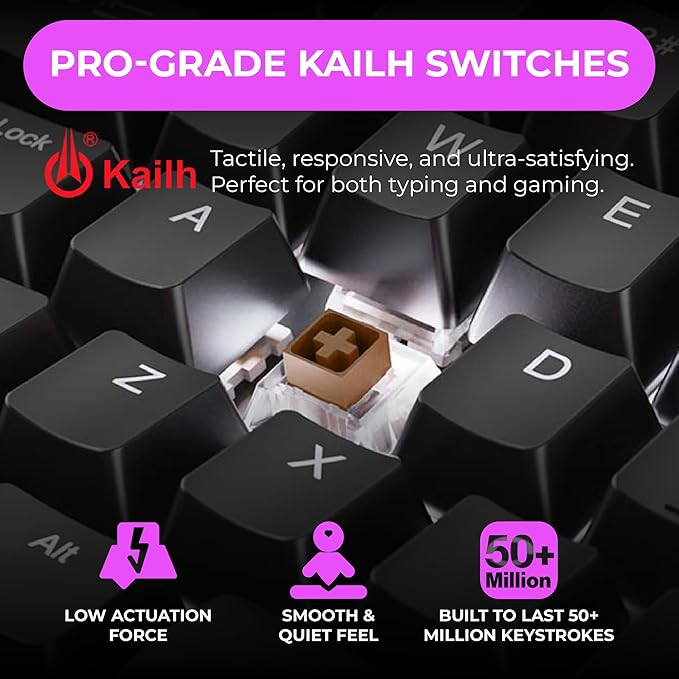 Cloud Nine C989M Ergonomic Mechanical Keyboard for PC - Kailh Tactile Brown Switches - RGB Light Up LED Backlit with USB - Ergo Split Key Board with Macro
