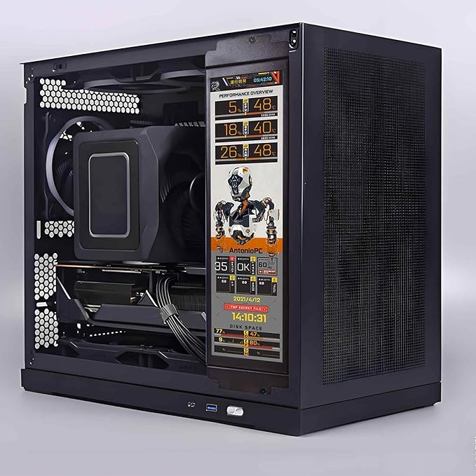 VSDISPLAY 9.1 Inch 1920x462 IPS Small Mini LCD Monitor PC Case LCD Screen Secondary Display Monitoring Computer Temperature CPU GPU RAM Data,Black