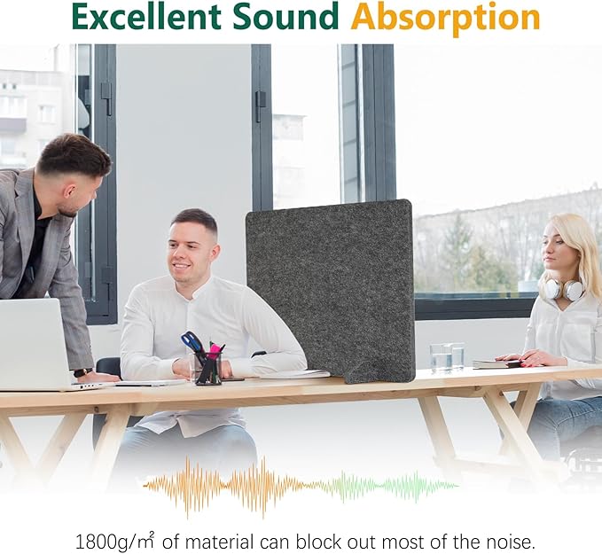 DOLLAR BOSS 2PCS Acoustic Desk Dividers 24" x 20", Soundproof Freestanding Privacy Panels for Table, Noise Reducing Desktop Partition for Office, Home, Classroom, Study Area with 20 Pushpins,Grey