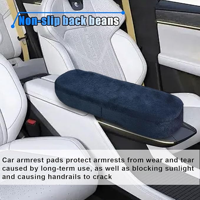 BDZMC 2PCS Car Seat Armrest Covers, Soft & Comfortable Office Chair Arm Pad, Anti-Scratch Car Armrest Cushion, Universal Car Armrest Pillow Protector Cover for Most Cars (Navy)