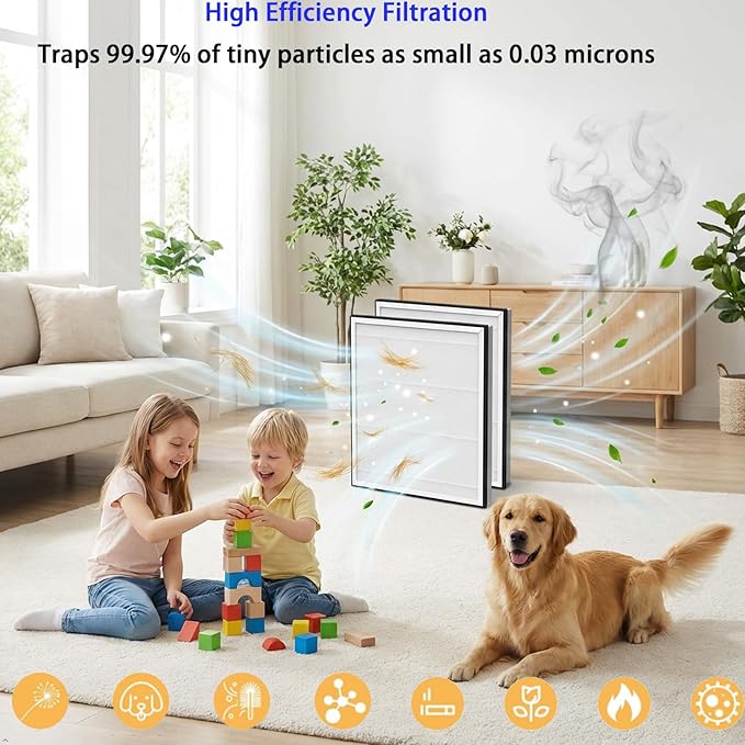 Replacement Filter for EOEBOT/MATONC Gany mede Air Purifier：2 pack H13 H-EPA filters used for Bedroom and Office bedroom, living room, kitchen or office