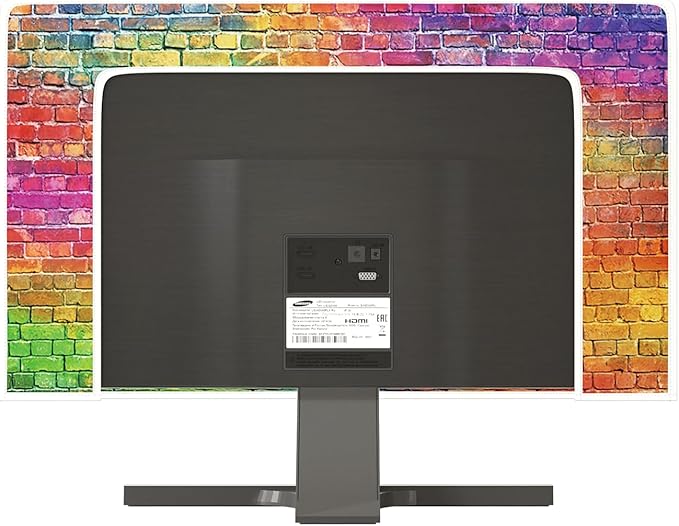Baocicco Rainbow Multicolour Brick Wall Waterproof Computer Monitor Cover 22, 23, 24, 25 Inch Full Body Cover for Computer Screen Anti-Static Dustproof Protective Cover for LCD/LED/HD