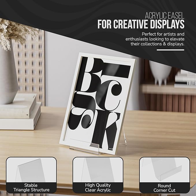 Acrylic Book Stand, Clear Display Holder, Pack of 6 Easels for Books, Cards Transparent