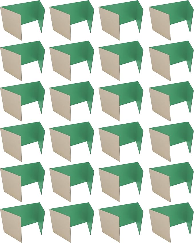 Flipside Products 24 Pack Green Study Carrel, 12”x48” Privacy Boards, Student Privacy and Focus Booth for The Classroom, Desk Divider Cubby for Tests, Made in USA