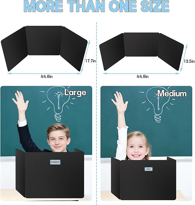 22 Pack Desk Dividers for Students, Durable Privacy Shield Folder for Students, Reusable Teacher Supplies Classroom Test Divider, Waterproof Plastic & Easy Clean, Includes Extra Labels