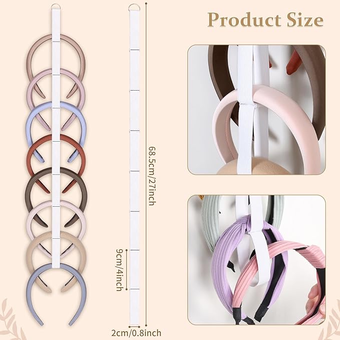 5 PCS Headband Holder Organizer for Girl,Hanging Hairband Storage for Women,White Hair Hoop Display Hair Accessories Organizer Bedroom College Dorm Decor