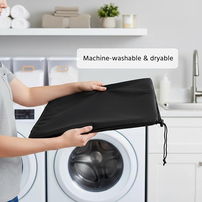 Monitor Dust Cover Heavy Duty Anti-tear Full Body Protective Case Universal for 17-19" Computer LED LCD Screen Wih Adjustable Bottom Tight Rope Black -19Wx12.5Hx2.3D in