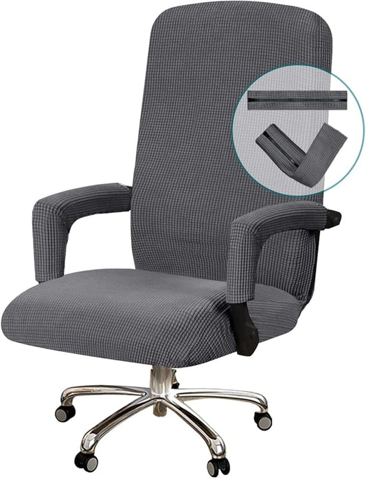 Turquoize Office Chair Cover - Stretch Computer Chair Cover with Arms, Universal Removable Rotating Slipcover for Dogs, Cats & Pets, Gray